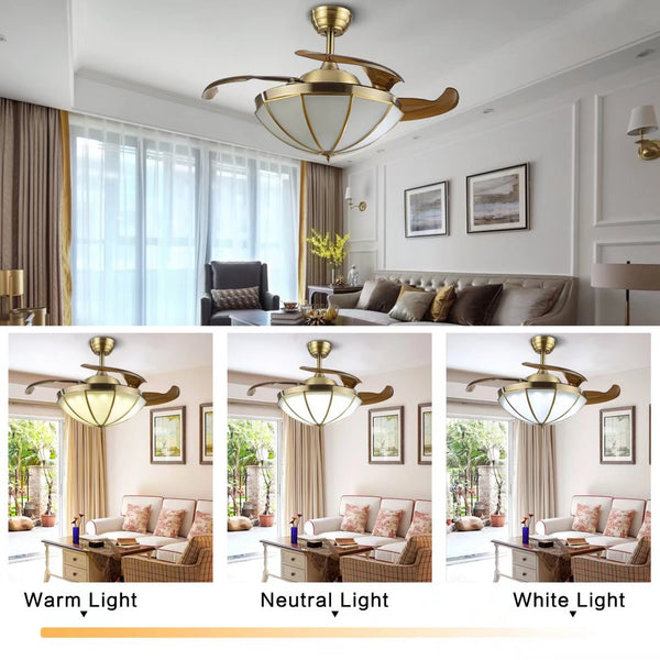 Classic Ceiling Lamp And Retractable Fan