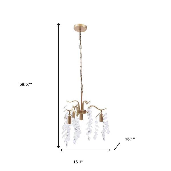 Gold and Dangling Faux Crystal Branches Chandelier