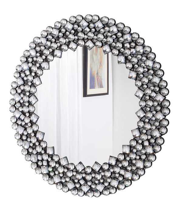 Round Diamond Jeweled Wall Mirror