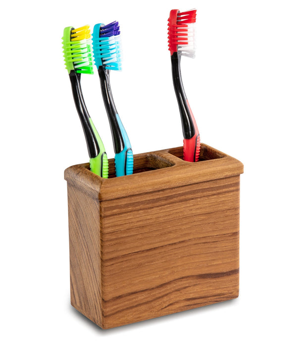 Traditional Solid Teak Rectangular Toothbrush Holder