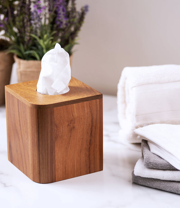 Designer Genuine Teak Tissue Box Cover