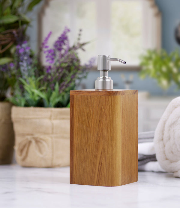 Designer Genuine Teak Soap Dispenser