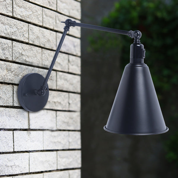 Rustic Black Metal Outdoor Wall Light Sconce