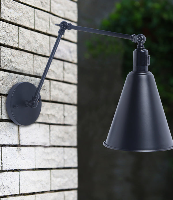 Rustic Black Metal Outdoor Wall Light Sconce