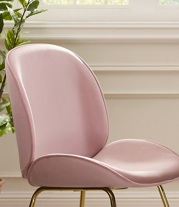 Gold and Pink Velvet Shell Shape Dining or Side Chair