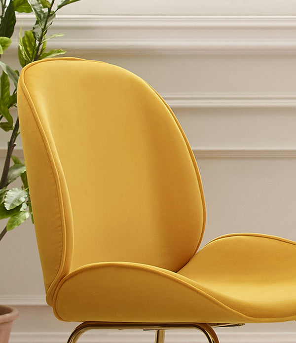 Gold and Yellow Velvet Shell Shape Dining or Side Chair