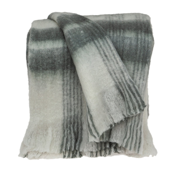 Transitional Gray and White Woven Handloom Throw