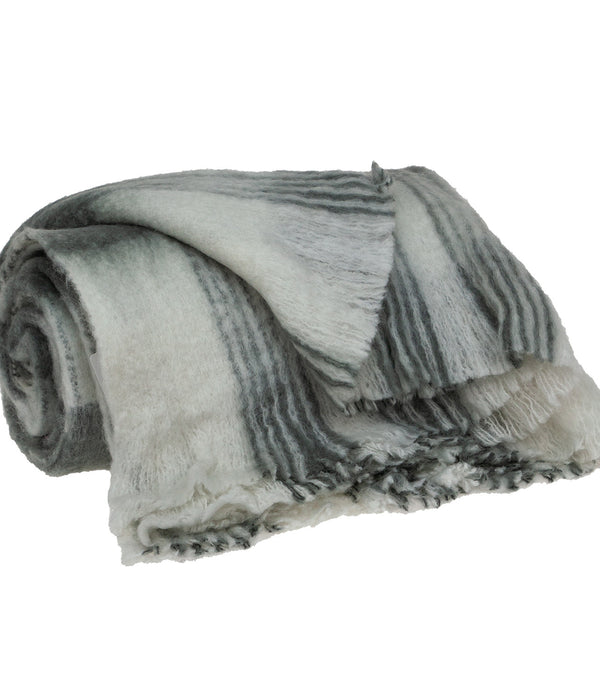 Transitional Gray and White Woven Handloom Throw