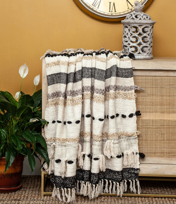 Multicolor Boho Textured Woven Handloom Throw