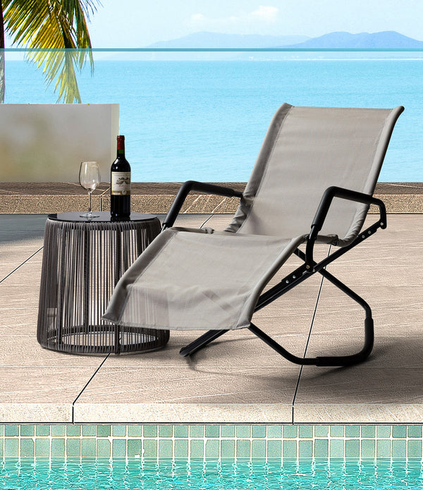 Gray Outdoor Reclining Chaise Lounge