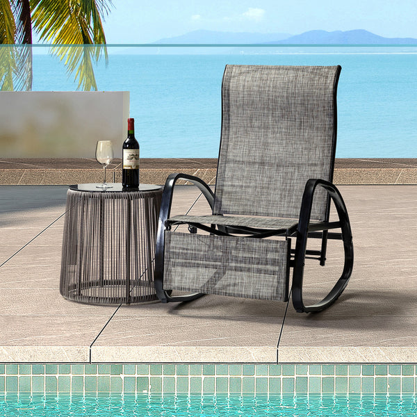 Charcoal Outdoor Adjustable Rocking Recliner Chair