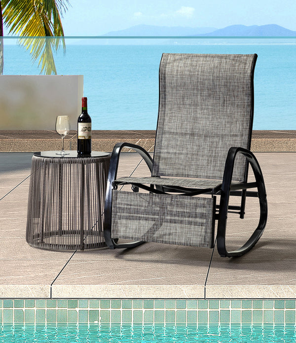 Charcoal Outdoor Adjustable Rocking Recliner Chair