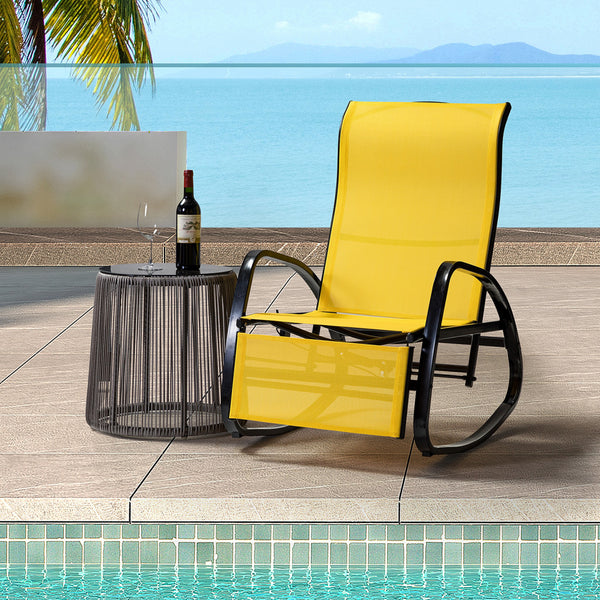 Yellow Outdoor Adjustable Rocking Recliner Chair