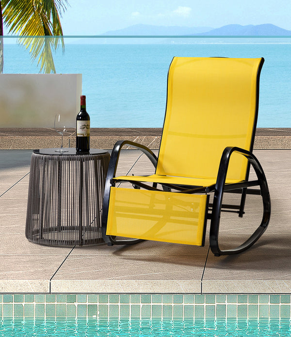 Yellow Outdoor Adjustable Rocking Recliner Chair