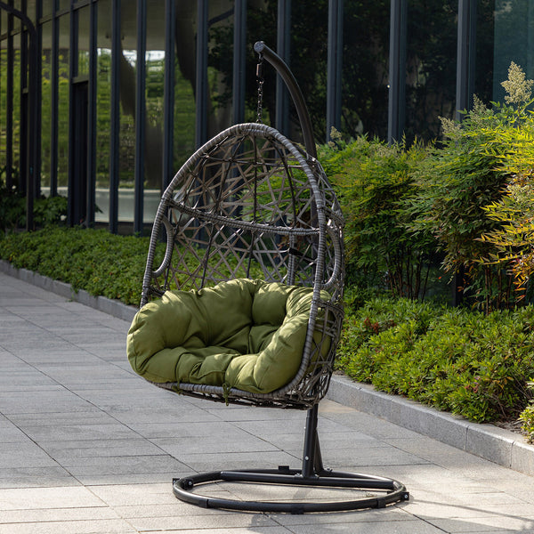 Green Outdoor Interlaced Contemporary Swing Chair