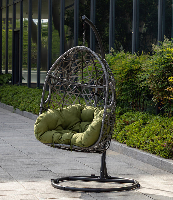 Green Outdoor Interlaced Contemporary Swing Chair