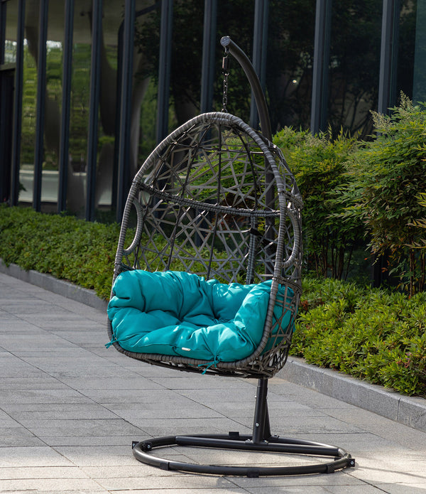 Teal Outdoor Interlaced Contemporary Swing Chair