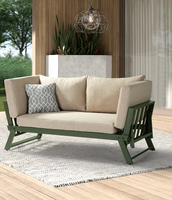 Beige Outdoor Patio Convertible Modern Daybed