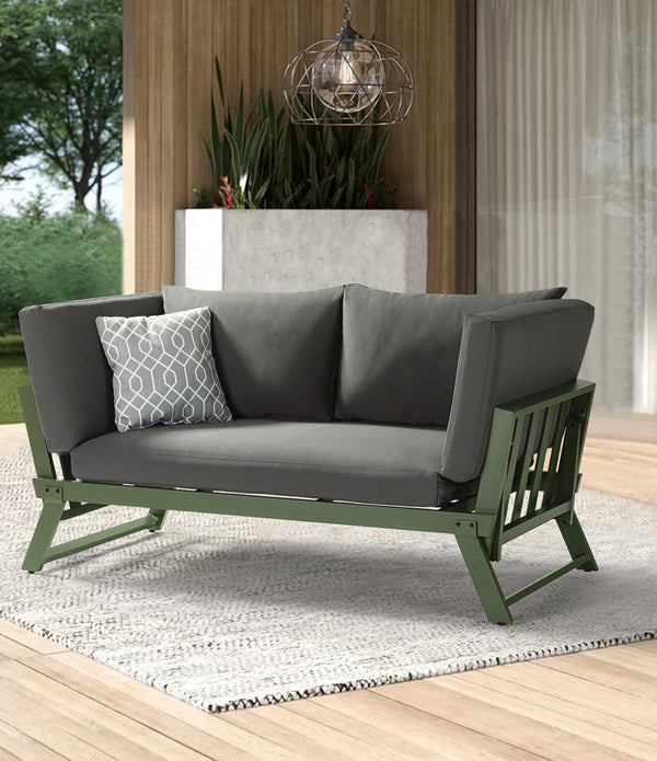 Gray Outdoor Patio Convertible Modern Daybed