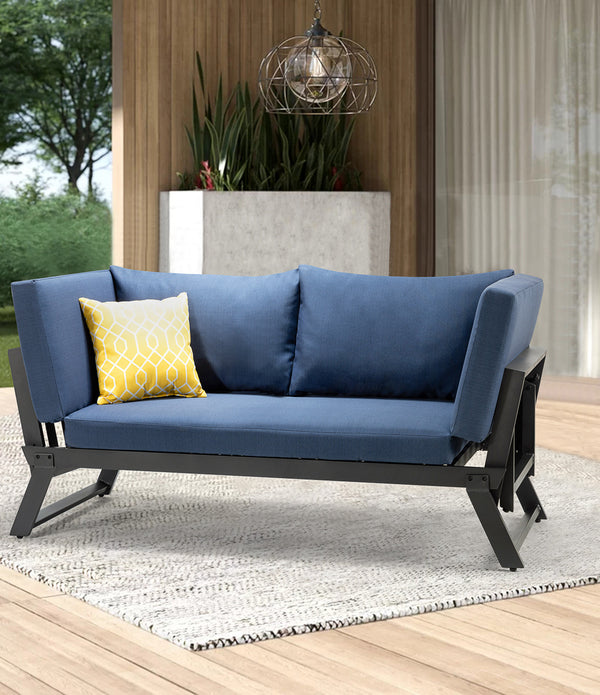 Blue Outdoor Patio Convertible Modern Daybed