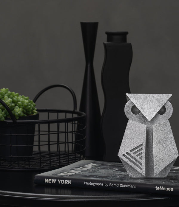 Aluminum Owl Origami Geometric Sculpture