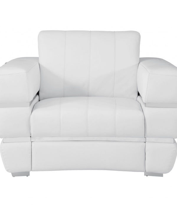 Winter White Stripe Top Grade Italian Leather Chair