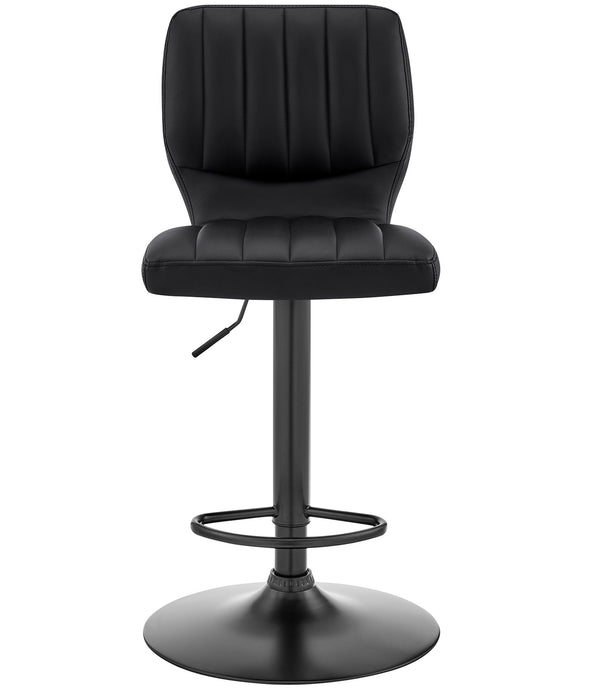 Black Faux Leather Textured Adjustable Bar Stool