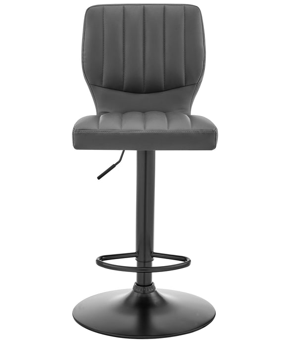 Gray Faux Leather Textured Adjustable Bar Stool