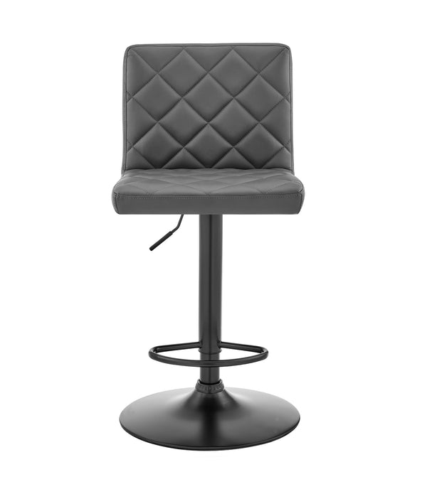 Gray Faux Leather Swivel Adjustable Bar Stool