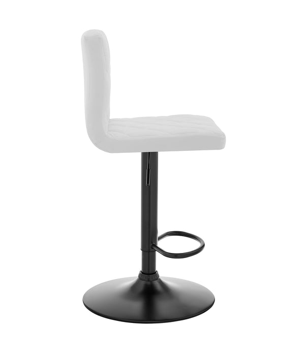 White Faux Leather Swivel Adjustable Bar Stool