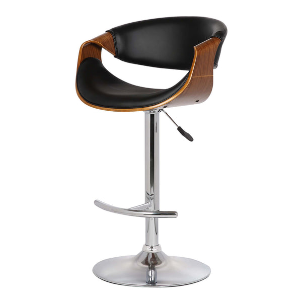 Mod Adjustable Black Faux Leather Swivel Bar Stool