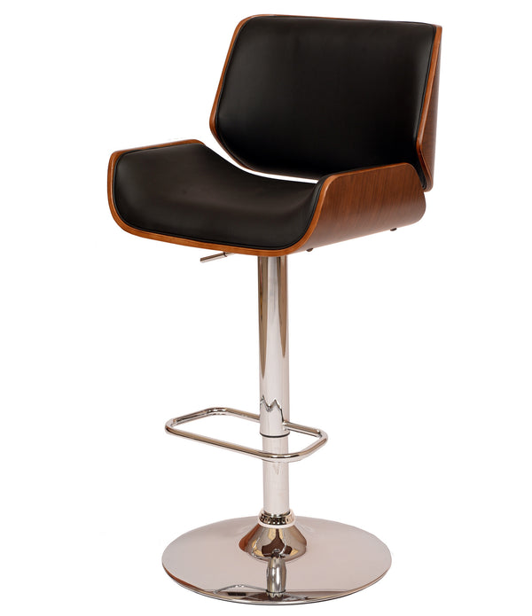 Black Upholstered Chrome Base Adjustable Bar Stool